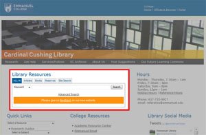 ALL IN search on the Library home page